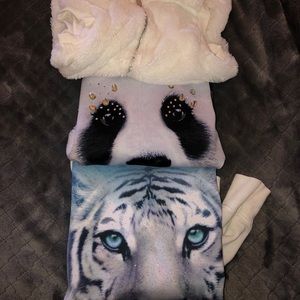 3 girls sweatshirts lot (one is furry vest)